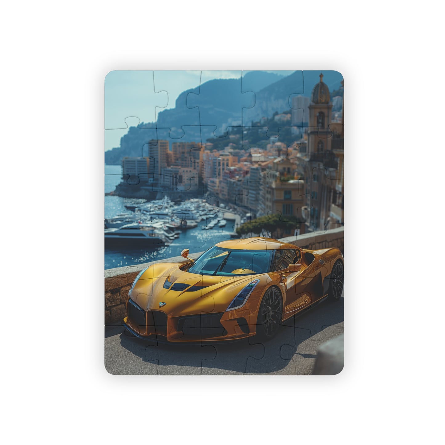 Yellow Supercar in Monaco - 30-Piece Kids Jigsaw Puzzle