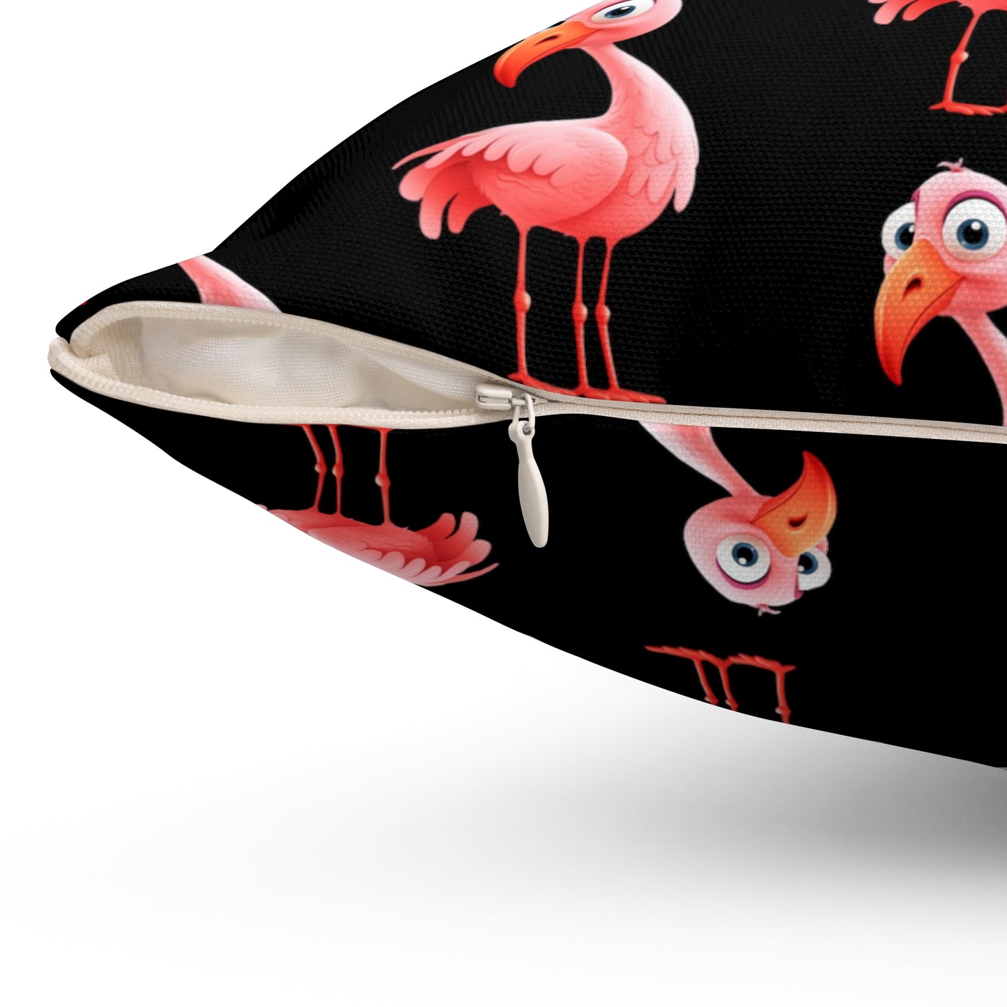 Pink Flamingo Print on Black - Pillowcase & Pillow