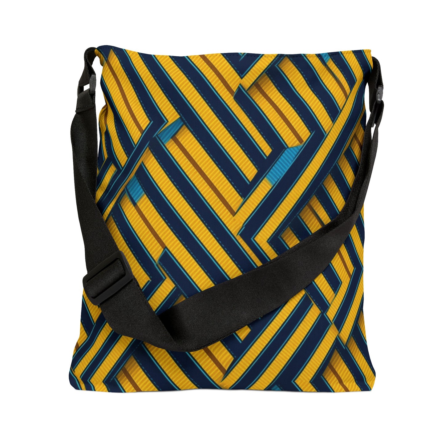 Yellow Black & Blue Diagonal Stripes - Tote Bag