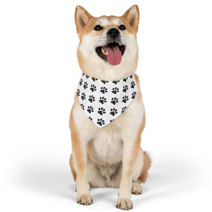 Black Paws on White - Pet Bandana Collar