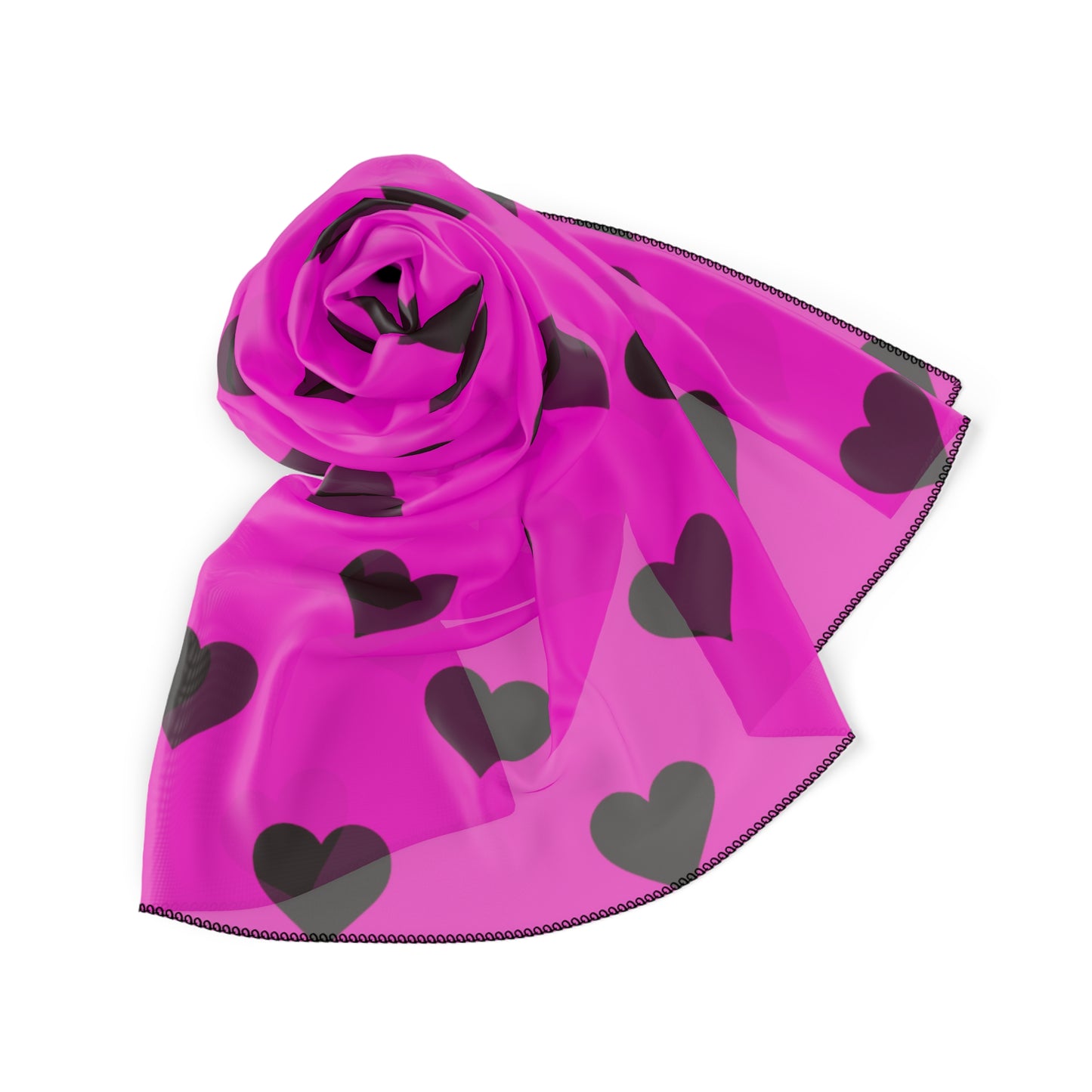 Black Hearts on Pink Scarf