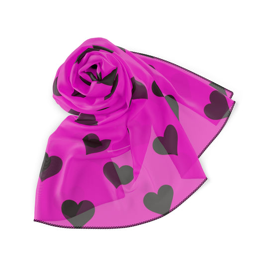 Black Hearts on Pink Scarf