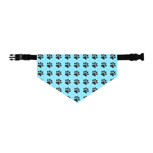 Black Paws on Light Blue - Pet Bandana Collar