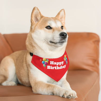 Happy Birthday on Red - Pet Bandana Collar