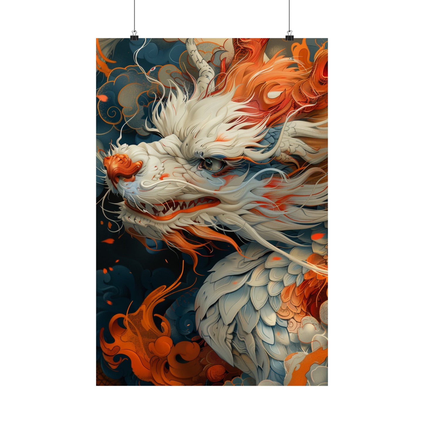 White blaze The Dragon - Physical Print Stunning Premium Poster