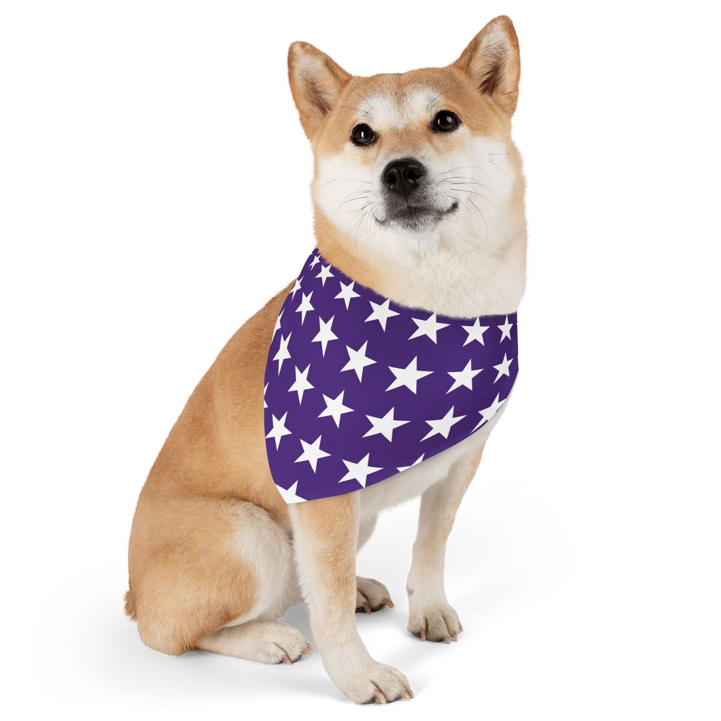 White Stars on Purple - Pet Bandana Collar