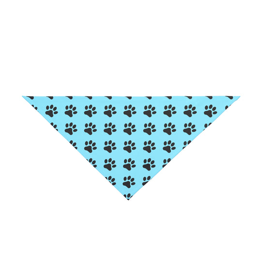 Black Paws on Light Blue - Tie Up Pet Bandana