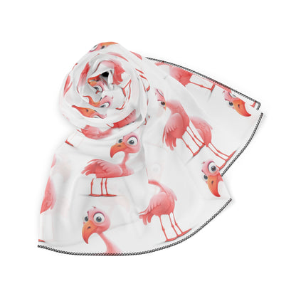 Pink Flamingo on White Scarf