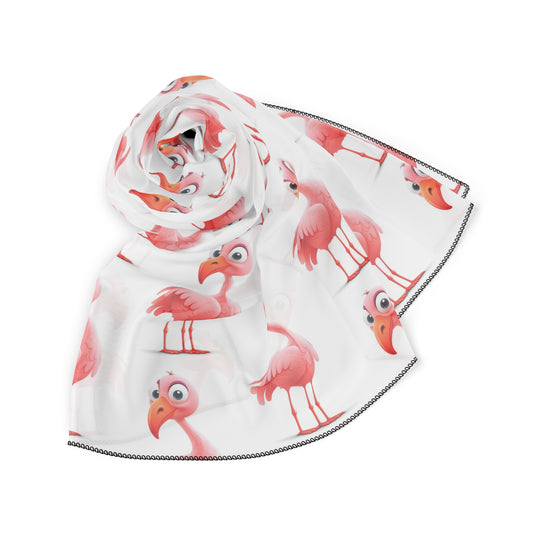 Pink Flamingo on White Scarf