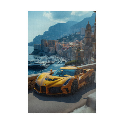 Yellow Supercar in Monaco - 1014-Piece Jigsaw Puzzle