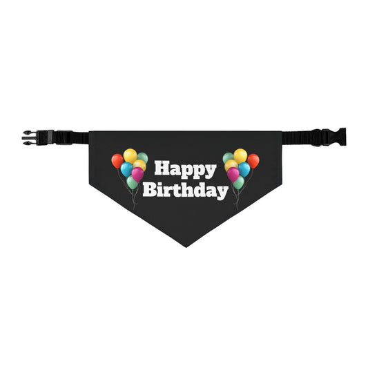 Happy Birthday on Black - Pet Bandana Collar