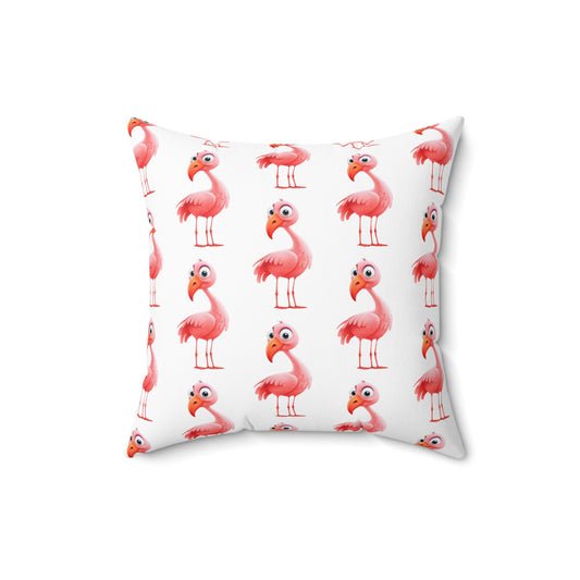 Pink Flamingo Print on White - Pillowcase & Pillow