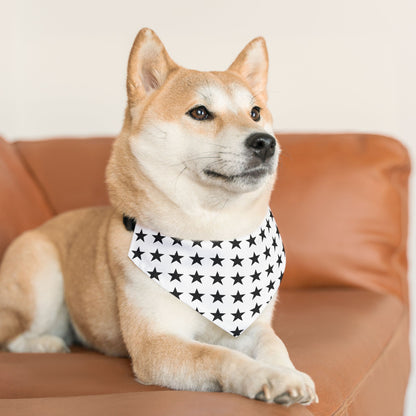 Black Stars on White - Pet Bandana Collar