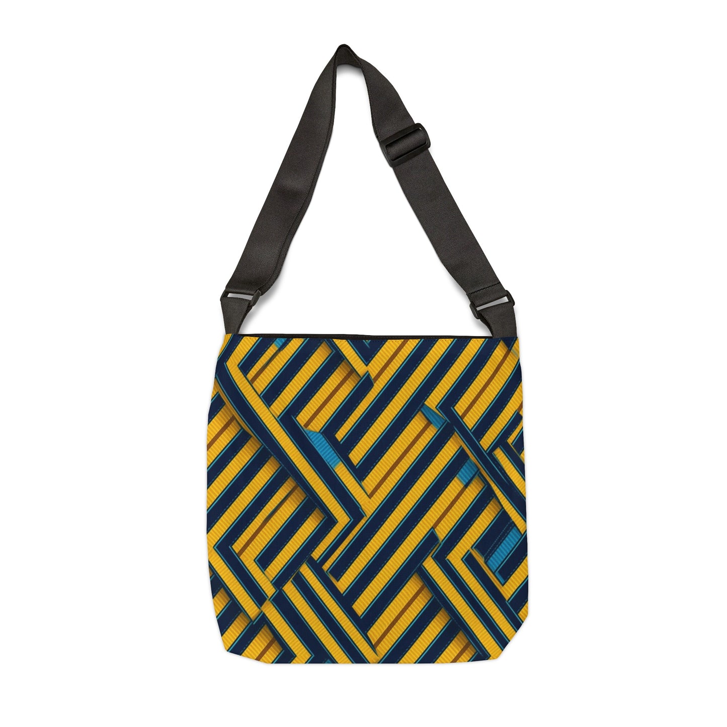 Yellow Black & Blue Diagonal Stripes - Tote Bag