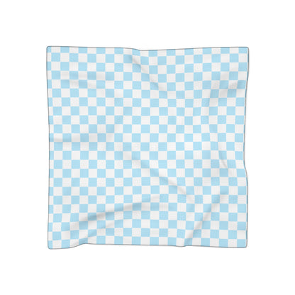 Blue and White Check Print Scarf