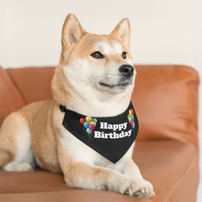 Happy Birthday on Black - Pet Bandana Collar