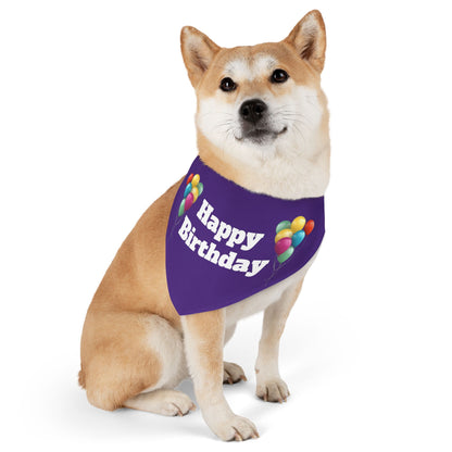 Happy Birthday on Purple - Pet Bandana Collar