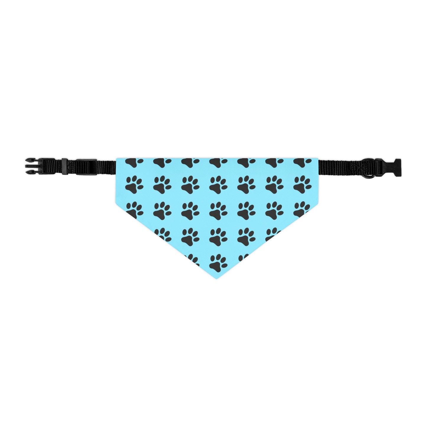 Black Paws on Light Blue - Pet Bandana Collar