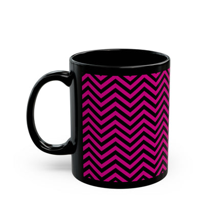 Pink and Black Chevron on Black