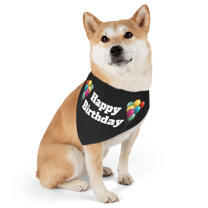 Happy Birthday on Black - Pet Bandana Collar