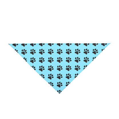 Black Paws on Light Blue - Tie Up Pet Bandana