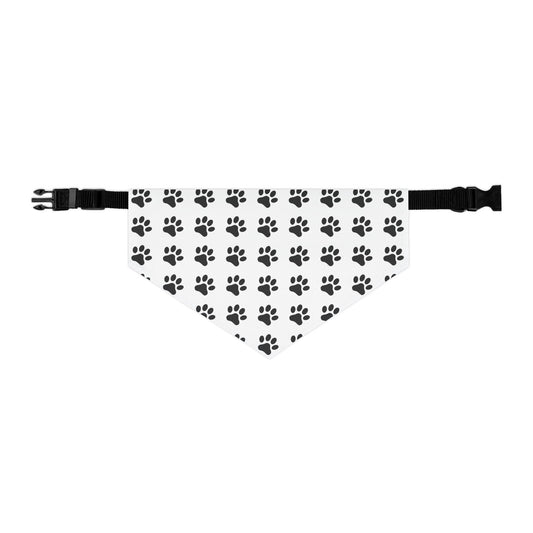 Black Paws on White - Pet Bandana Collar