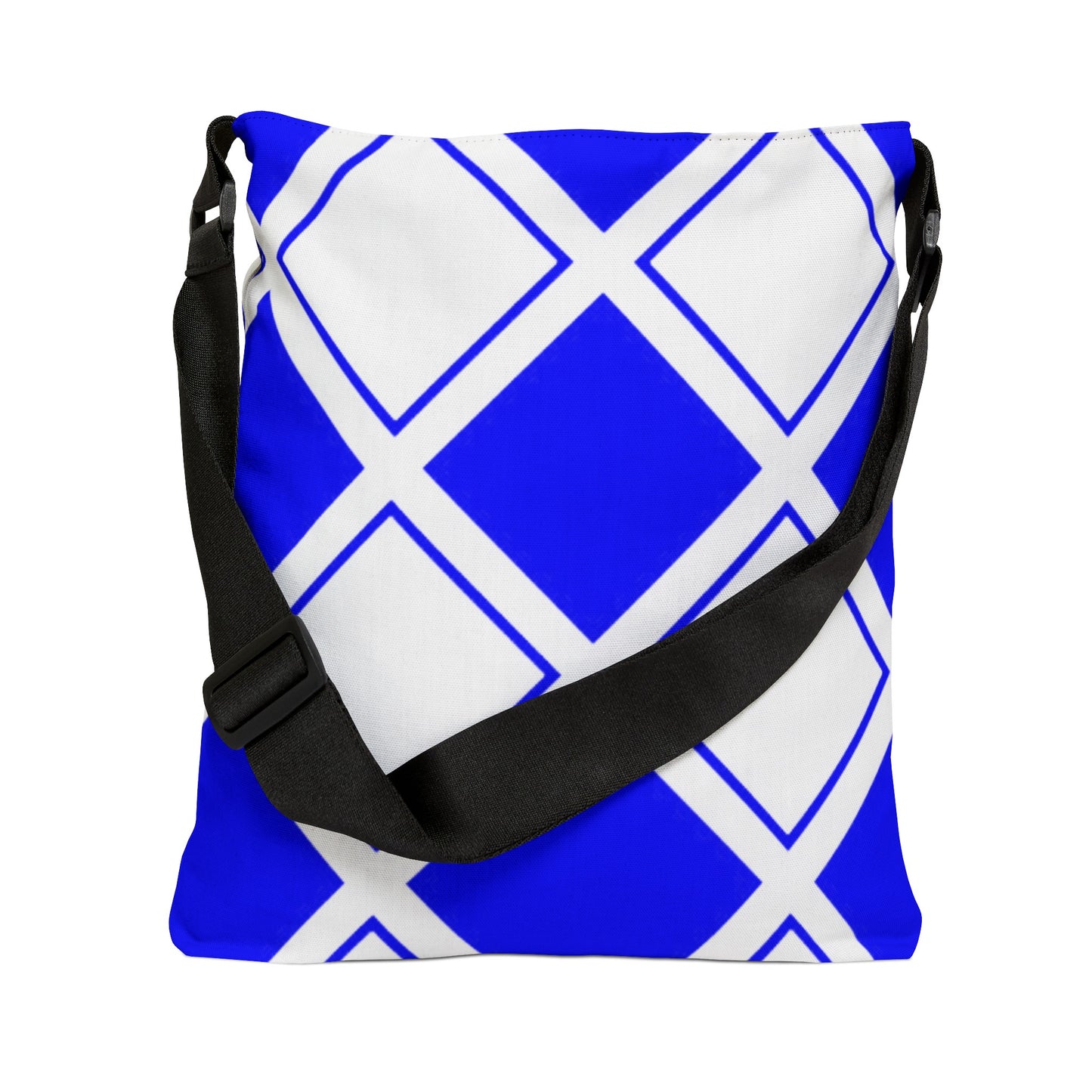 Blue and White Diamond Print - Tote Bag