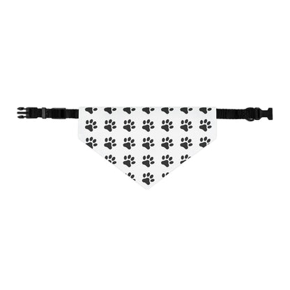 Black Paws on White - Pet Bandana Collar