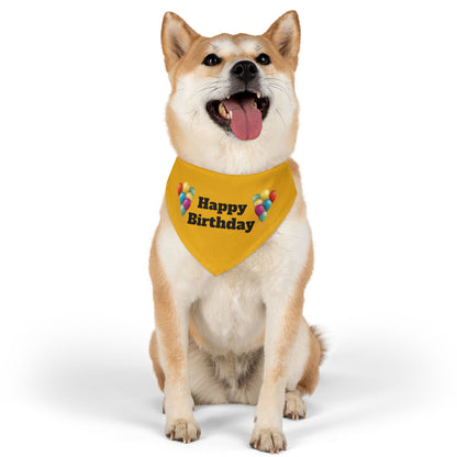 Happy Birthday on Yellow - Pet Bandana Collar