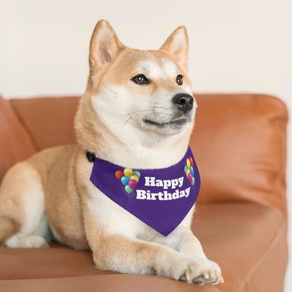 Happy Birthday on Purple - Pet Bandana Collar