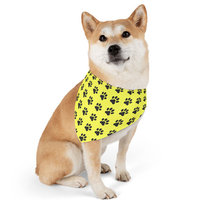 Black Paws on Yellow - Pet Bandana Collar