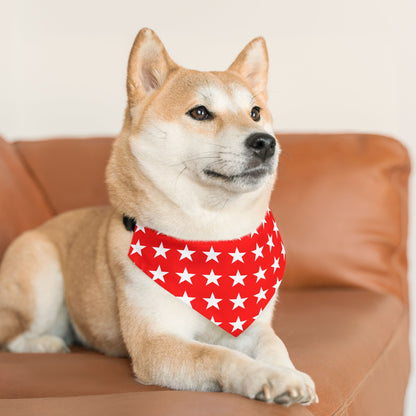 White Stars on Red - Pet Bandana Collar