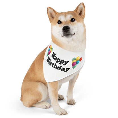 Happy Birthday on White - Pet Bandana Collar