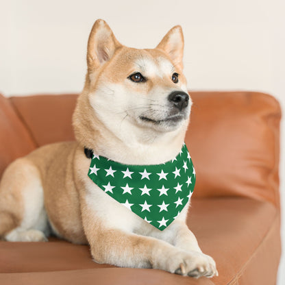 White Stars on Green - Pet Bandana Collar