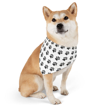 Black Paws on White - Pet Bandana Collar