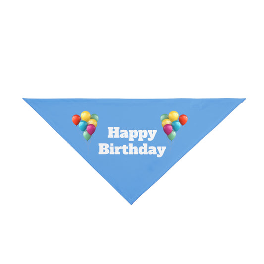 Happy Birthday on Blue - Tie Up Pet Bandana