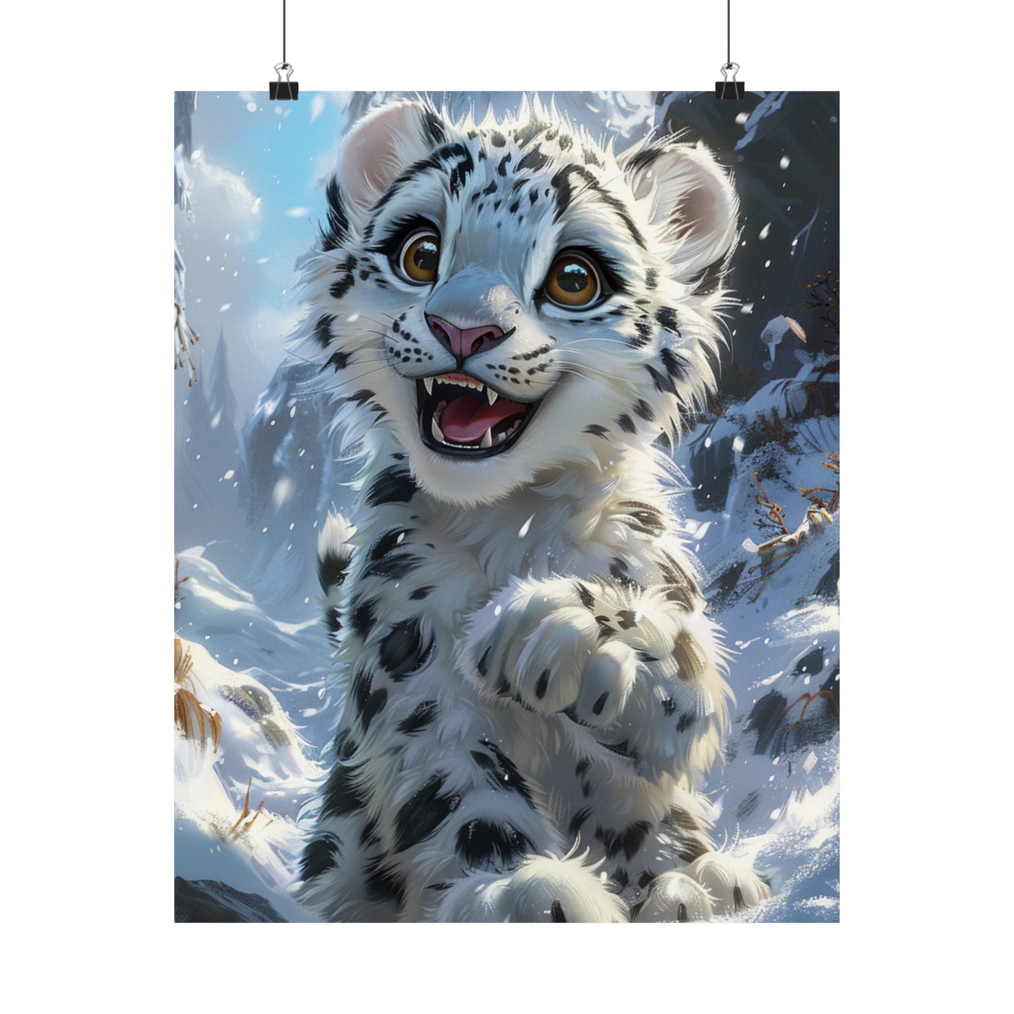 Blizzard The Snow Leopard - Physical Print Stunning Premium Poster