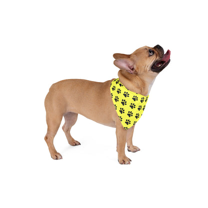 Black Paws on Yellow - Tie Up Pet Bandana