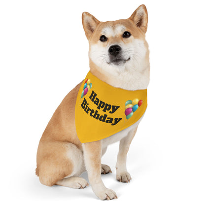 Happy Birthday on Yellow - Pet Bandana Collar