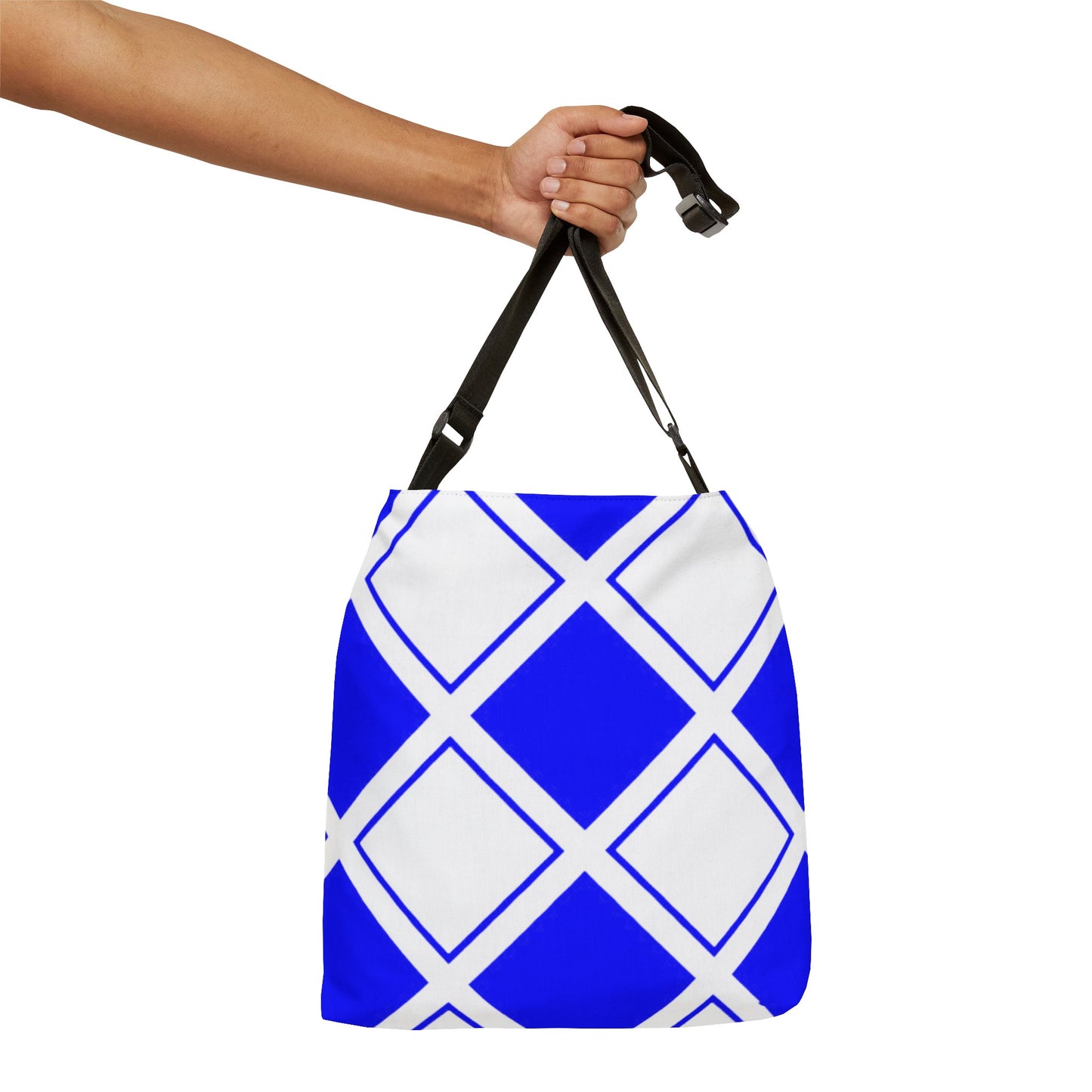 Blue and White Diamond Print - Tote Bag