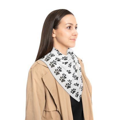 Paw Prints on White Scarf
