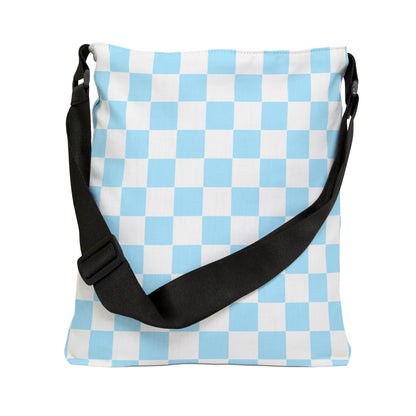 Blue and White Check Print - Tote Bag