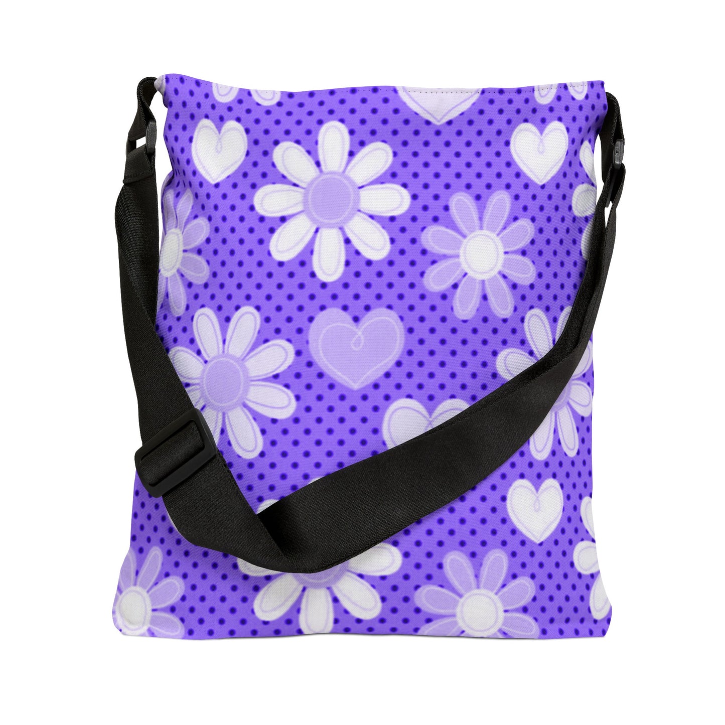 Purple Flowers and Hearts - Tote Bag