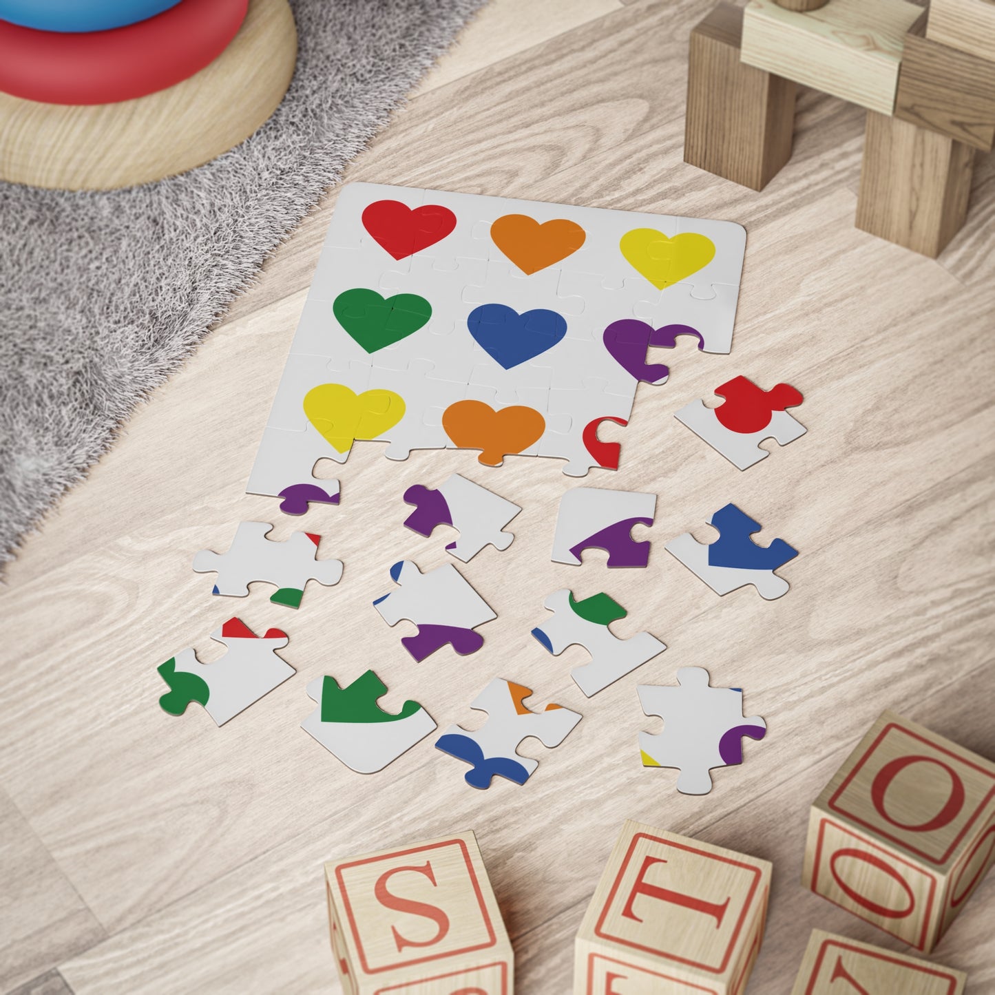 Rainbow Hearts - 30-Piece Kids Jigsaw Puzzle