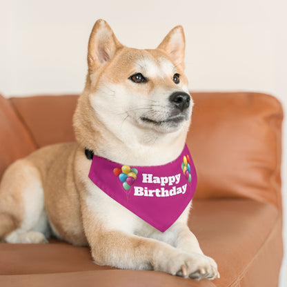 Happy Birthday on Pink - Pet Bandana Collar