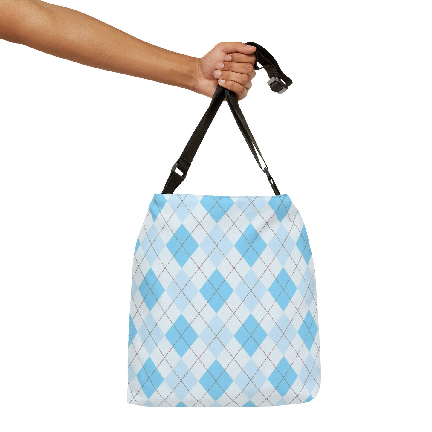 Blue Diamond Check Print - Tote Bag