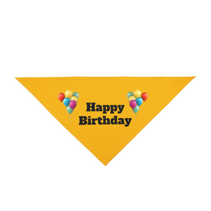 Happy Birthday on Yellow - Tie Up Pet Bandana