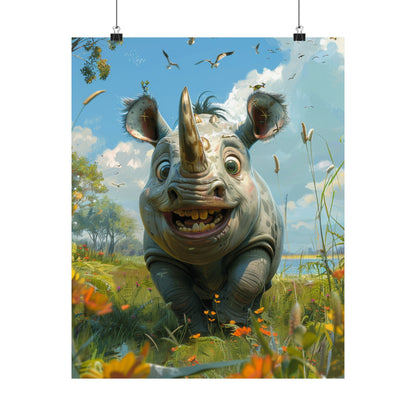 Rumbles The Rhino - Physical Print Stunning Premium Poster