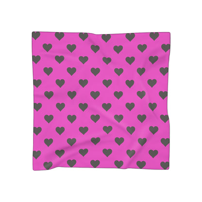 Black Hearts on Pink Scarf