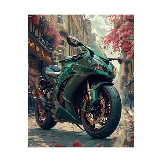Green Motorbike  - Physical Print Stunning Premium Poster